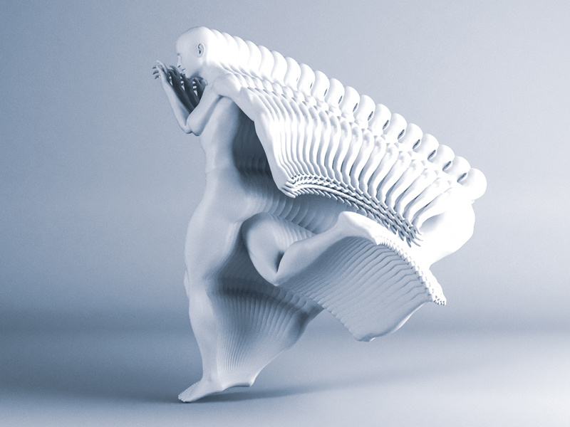 humanize. studio muscles illustration white human body motion clone blur anatomy human shapes render 3dart cgi 3d digitalart