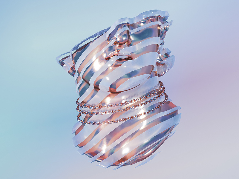 sliced. copper gold chrome chain sculpture 3d artist lines geometry minimal design 3d art illustration shapes abstract render colorful 3dart cgi 3d digitalart