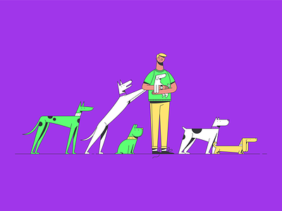 How many dogs do you have? colour dog dog illustration man man and dog people