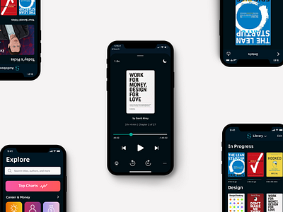 Scribd Redesign audiobook audiobooks books dark dark mode dark theme dark ui mobile mobile app mobile app design mobile ui redesign ui uiux