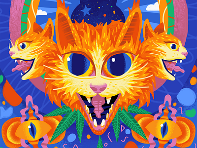 Nobody bothers the katnip cat catnip digital painting illustrations painting