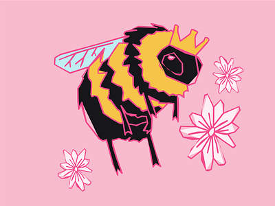 Wild Little Honey Bee adorable bee buzz character cute distressed flowers girly handmade honey honey bee illustration kawaii pink san antonio texan
