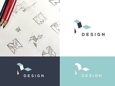 M Design creative logo logo design logotype minimal modern perspective process sketch