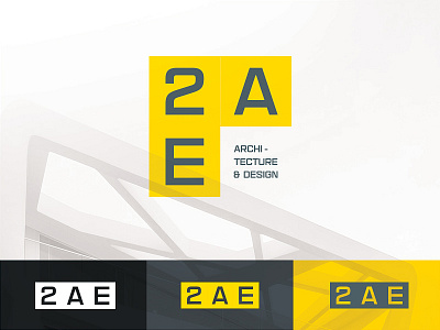 2AE arch architecture design logo modern square studio yellow