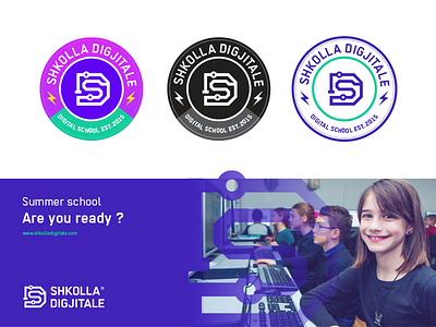 Digital School badges colours digital kids logo school