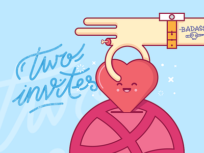 x2 Invitations cartoon cool donate dribbble fun hand illustration invitation invite invites love