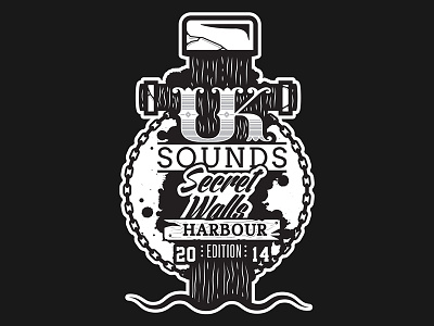 UK sounds x Secret walls Festival (harbour edition) artwork black and white design festival graphic illustration illustrator vector visual