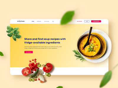 Soup house landing page concept food homepage ingredients landing layout soup ui web website design