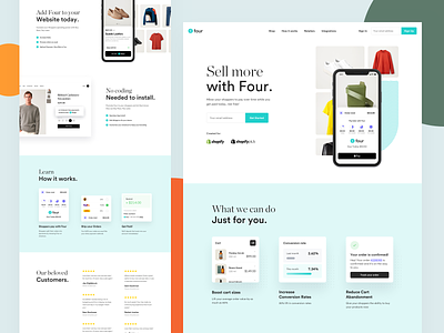 Pay with Four - Landing page app clean clothing clothing label ecommerce fashion landing landing page modern payment payments redesign ui webdesign website