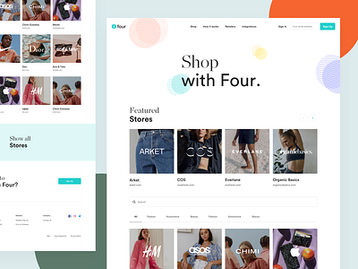 Pay with Four - Stores app clean clothing ecommerce fashion four modern pay payment photos redesign simple ui webdesign website