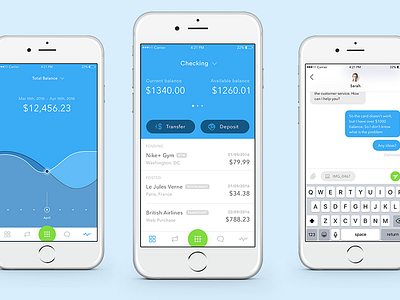 Banking App Screen app balance bank banking curve money numbers spending statistics stats transfer