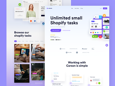 Carson - Landing page app clean modern platform redesign shopify ui webdesign website