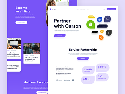 Carson - Partners page app clean modern partners platform redesign shopify shopify theme simple ui webdesign website
