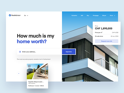Real Advisor Homepage Exploration 01 architecture balkan brothers clean home house modern modern house real estate redesign simple ui webdesign