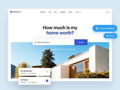 Real Advisor Homepage Exploration 02 architecture balkan brothers home house modern modern house real estate redesign simple simple clean interface ui webdesign