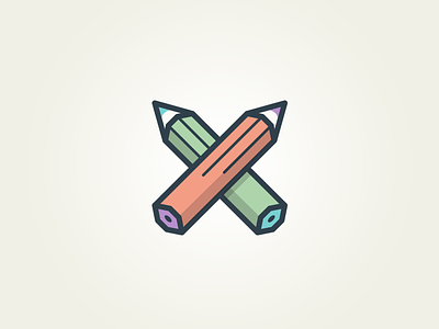 Humping pencils icon logo playful tinker