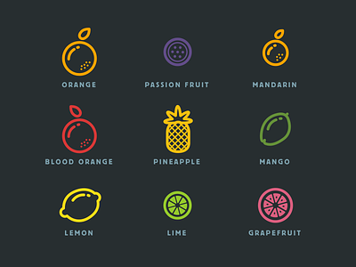 Fruit icons fruit hungry icon lines
