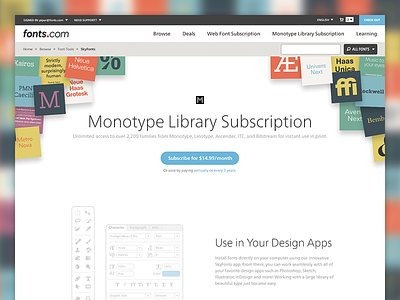 Introducing: Monotype Library Subscription fonts illustrations monotype saas subscription typography ui web