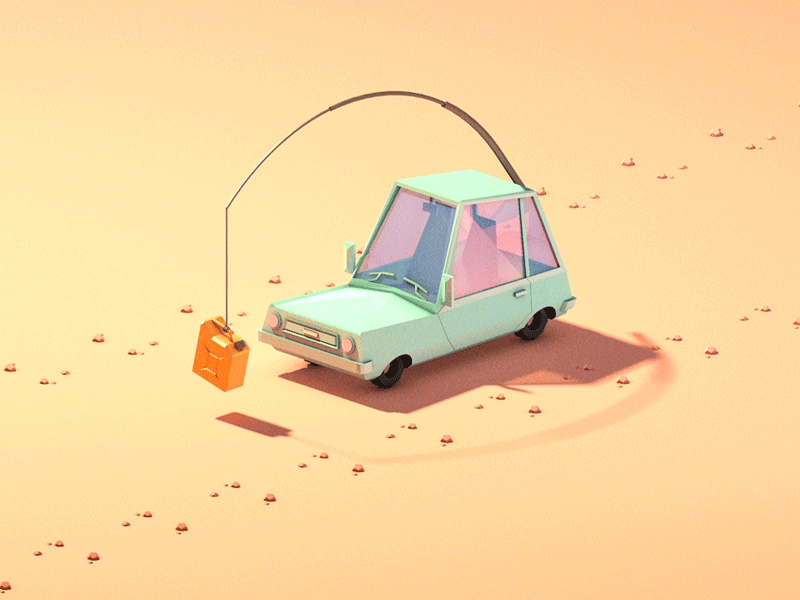Jerry Car Day 3d animation art car character clean design gif minimal simple