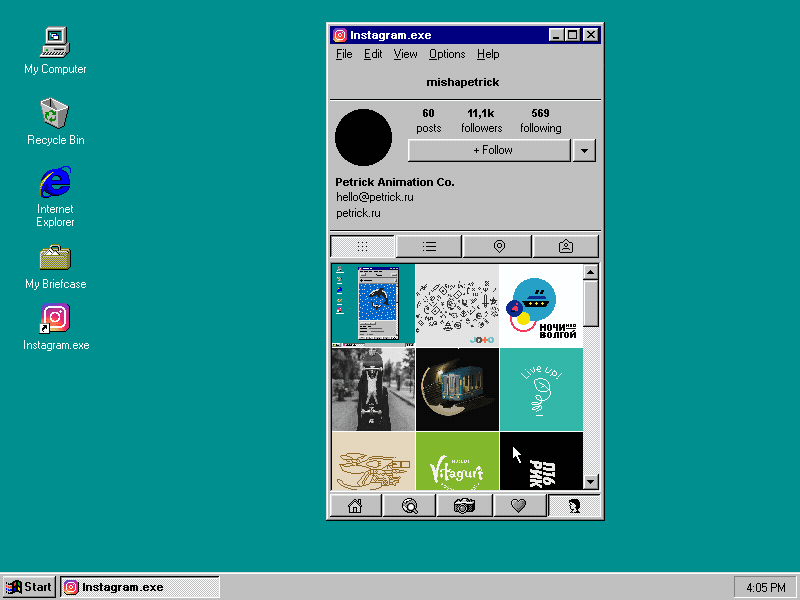 Instagram For Windows 95 app design future instagram windows windows 95