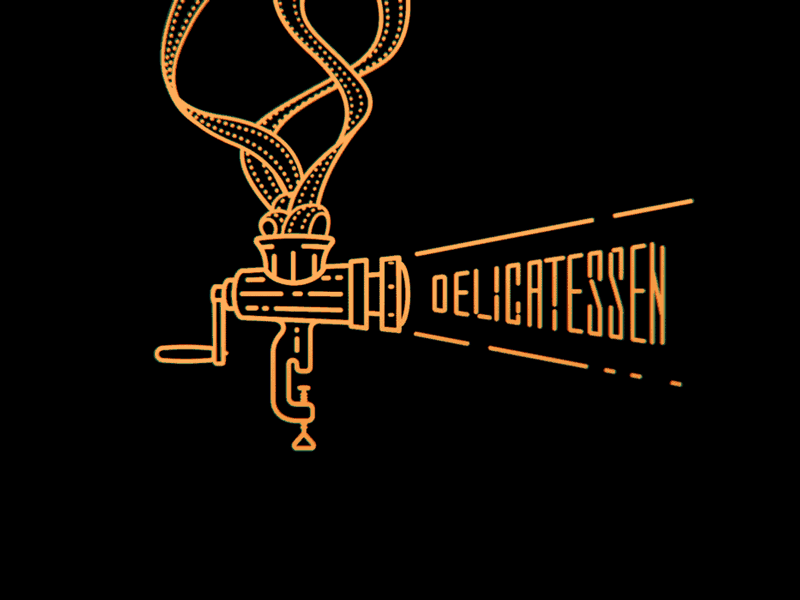 Delicatessen Production cinema line logo minimal projector shape simple