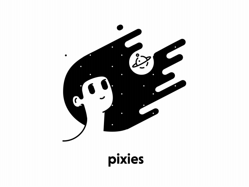 Pixies Space Girl animation gif girl hair love planet simple space