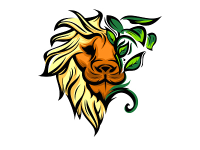 lion head and leaf
