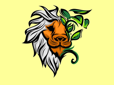 lion head and leaf