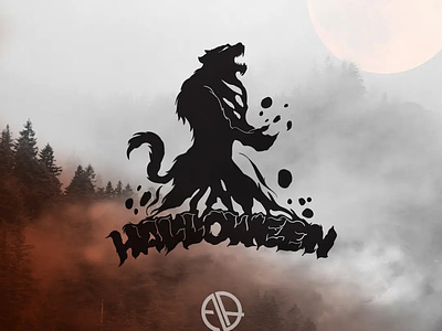 Warewolf halloween animal art background black cartoon design graphic halloween head illustration logo mascot vector warewolf wolf
