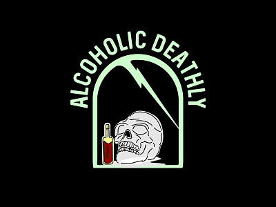 Alcoholic Dead addiction adult alcohol alcoholism beverage bottle death depression design drink grunge halloween head illustration poster retro skull symbol vector vintage