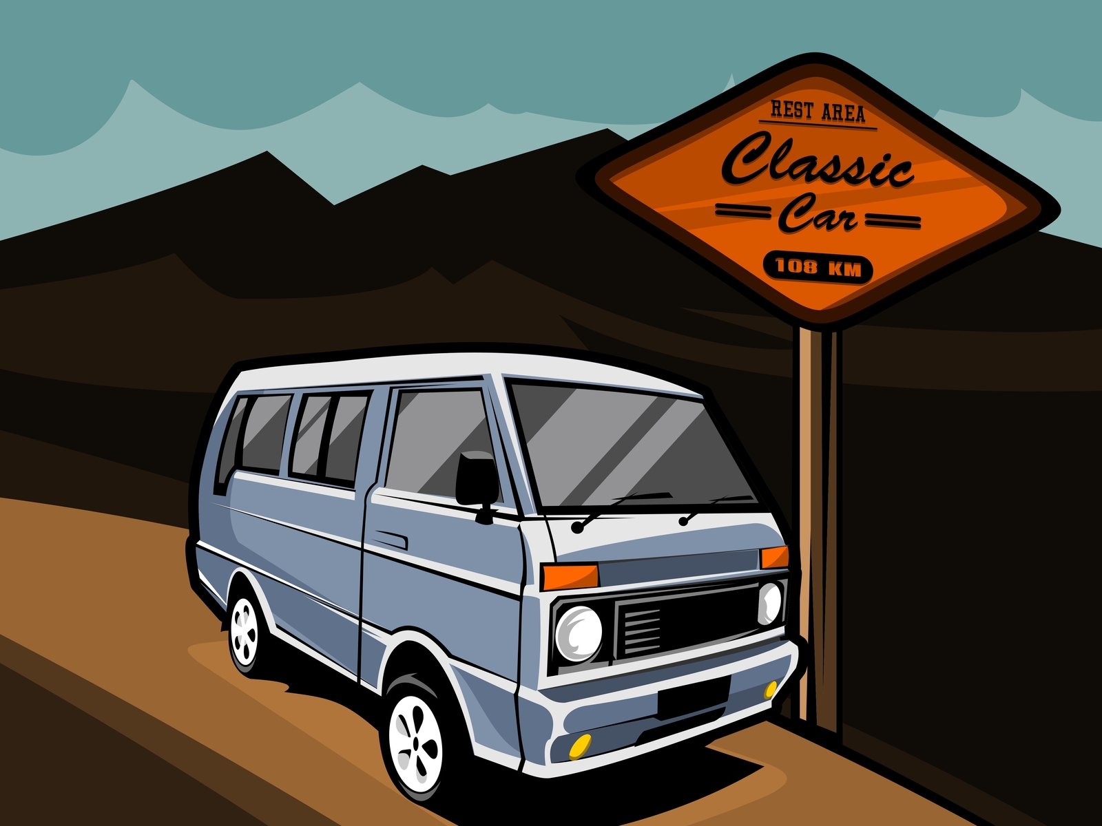 Car Classic adventure bus car cartoon classic design family illustration journey retro summer transport transportation travel trip vacation van vector vehicle vintage