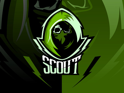 Scout angry art background black death design emblem evil face fighter graphic green head illustration martial mask ninja skull vector weapon