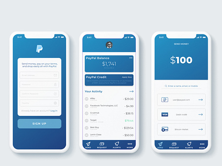 Paypal App UI by Nigel Bland on Dribbble