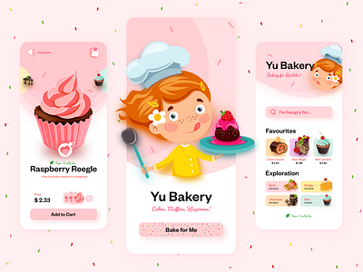 Yu Bakery : A homemade bakery product concept adobe xd bakery cake cake shop cakery cute delicious design food happy hungry muffin pink ui