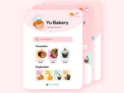 Yu Bakery: A homemade bakery product adobe xd bakery cake cake shop cakery cute delicious design food happy hungry muffin shopping ui user interface