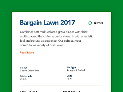 Artificial Grass Product Detail Card artificial grass card ui lawn product card product detail product detail card web design