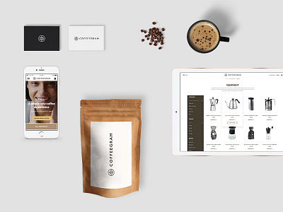 Coffeegram branding coffee packaging responsive stationary ui web design