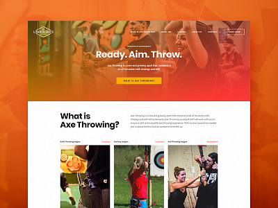 Lumberjacks Axe Throwing axe throwing canada design extreme sports fun activity knife throwing one page site sports ui ux vintage