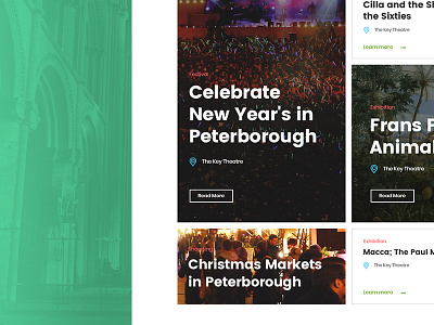 What's On Grid blog design events feed flat latest news ui ux web what to do