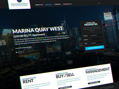 Real Estate Website arabic big background buy clean dubai dxb house international management marina modern property real estate realtor rent revamp search sell uae ui webdesign website