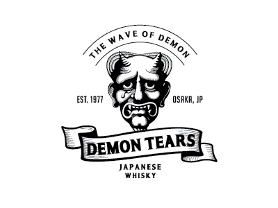 Demon Tears demon draw japan label logo portrait retro vector vintage whisky