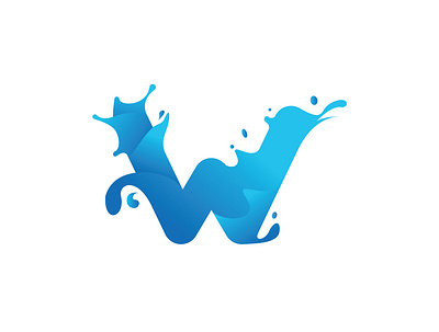 W water 3d design flat icon illustration lattering logo logo design logogram logotype