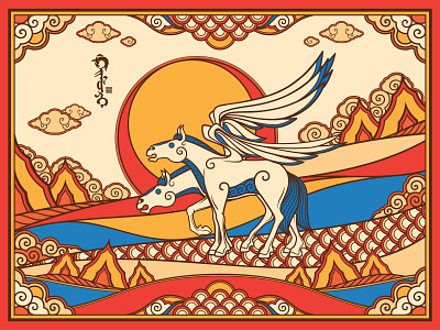 SpiritHorse series-04 art artwork design digital art graphic art graphic design illustration mongolia mongolian style moshu art ondo design spirit spirithorse vector