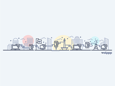 Wolppp City city drawing illustration line vector wolppp