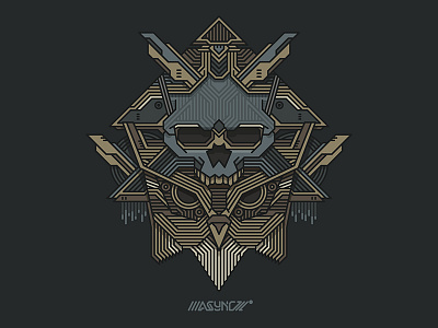 DAS Async® SkullOwl abstract dasrobot line owl skull vector