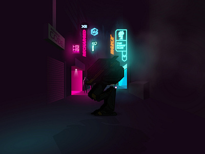[WIP/TEST] DAS Scene city concept art dasrobot line neo noir neon noir robot vector