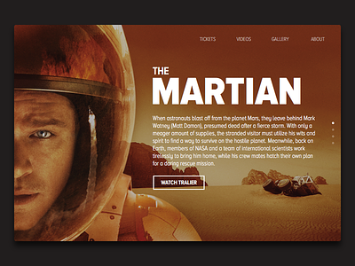 Website landing page - 003 Daily UI landing page movie movie card the martian trailer website