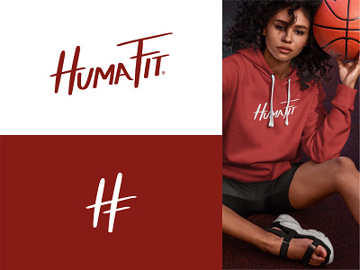 HumaFit Hand lettered Logo activewear brand identity branding by hand creative direction custom logo design fitness gym hand hand lettering handlettering humafit logo logo design naming visual identity writing yoga