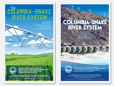 Columbia-Snake River System Posters graphic design illustration