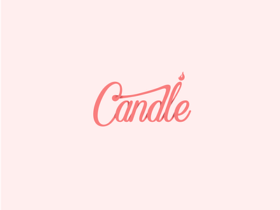 Candle Typographic Logo birthday pink simple typogaphy